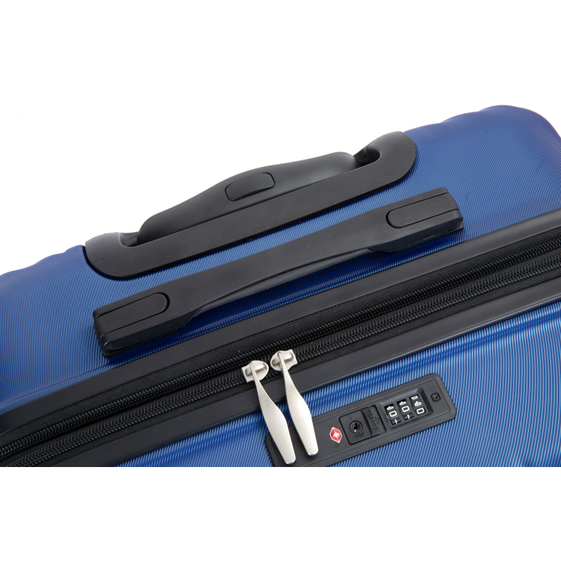 Expandable 3 Piece Luggage Sets PC Lightweight Suitcase with Two Hooks, Spinner Wheels, TSA Lock, (20/24/28), Blue